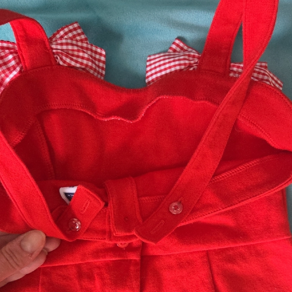 Janie and Jack Red Romper with Playful Bows - Picture 2 of 5